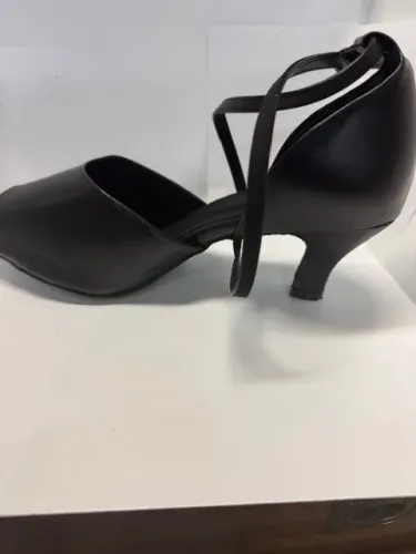 Barbara Black Leather 2.2 inch heel Ballroom or Latin Dance Shoe